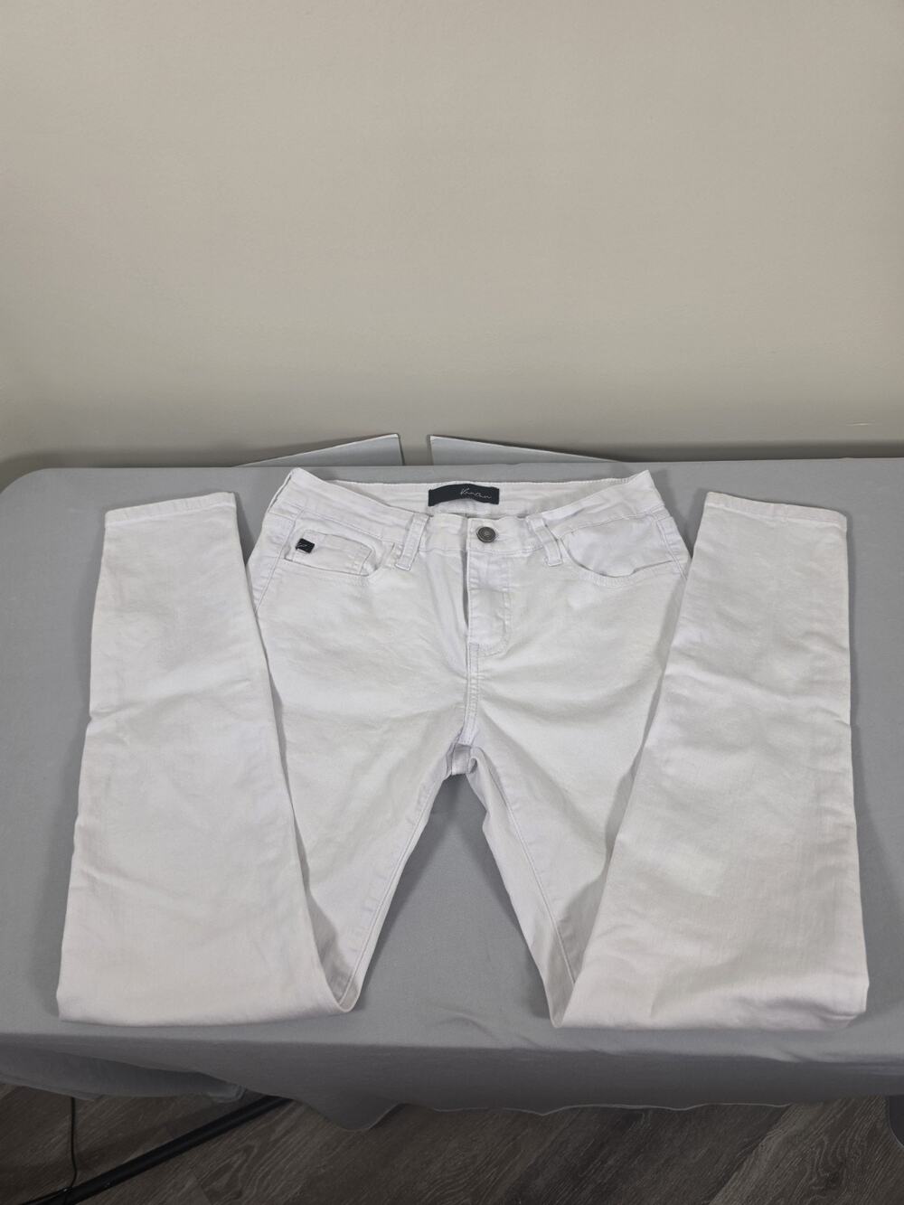 KanCan Womens White Skinny Jeans Size 7 Stretch Mid Rise Cotton Blend 27" Inseam